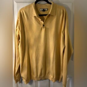 Tommy Bahama Men’s Silk Blend V-neck 3 Button Long Sleeve Sweater‎ Yellow Sz L
